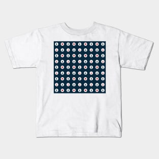 Red and Navy Blue Nautical Blue Dots Kids T-Shirt